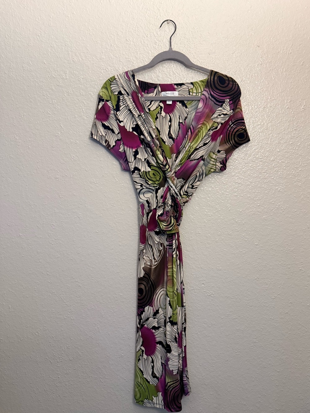 Abstract Print Wrap-Style Maxi Dress